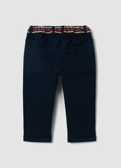 OVS Blue Stretch Cotton Trousers With Elasticated Waist For Baby Boy
