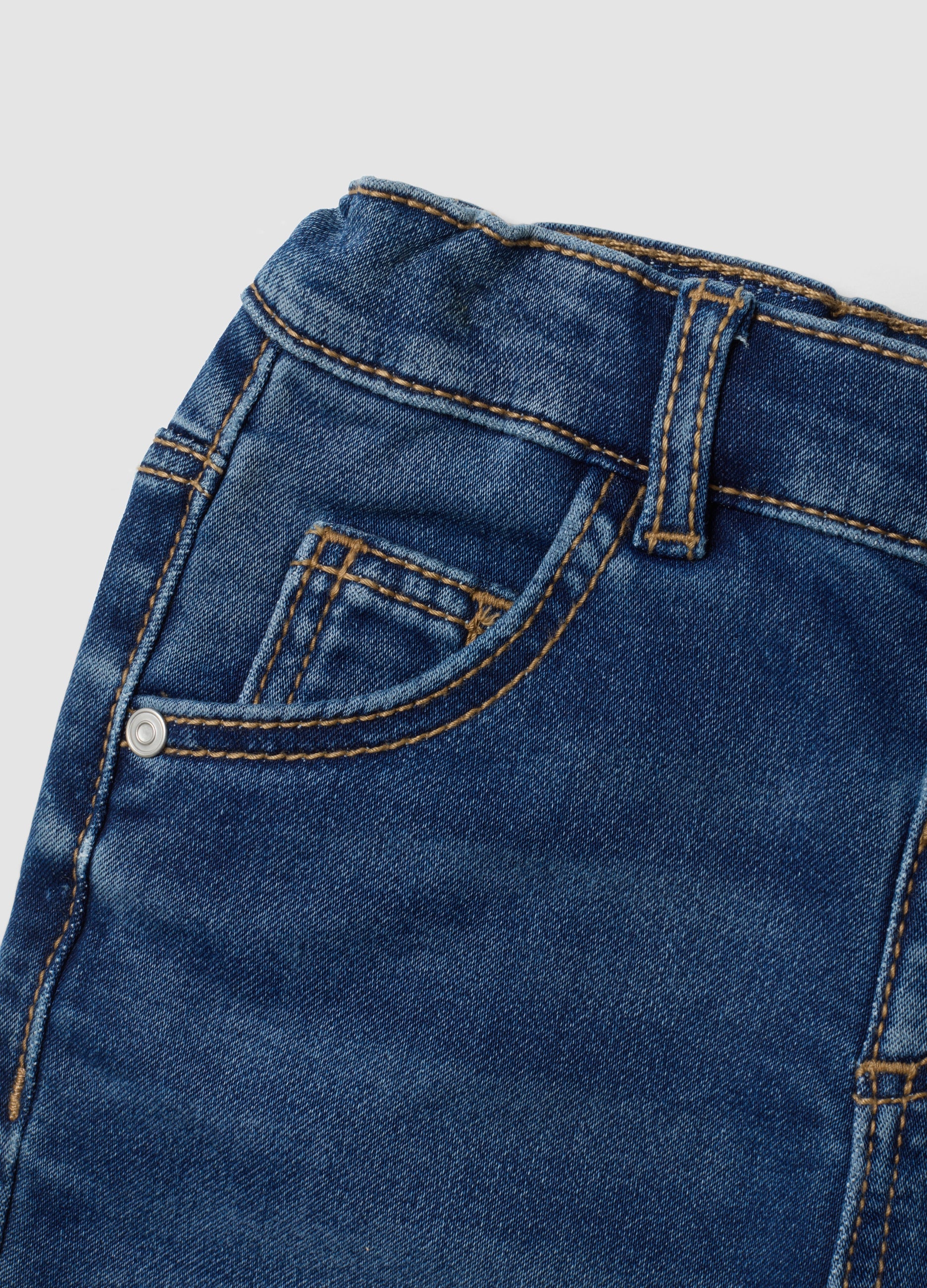 OVS Dark Blue Stretch-Cotton Denim Jeans, Regular Fit For Baby Boy