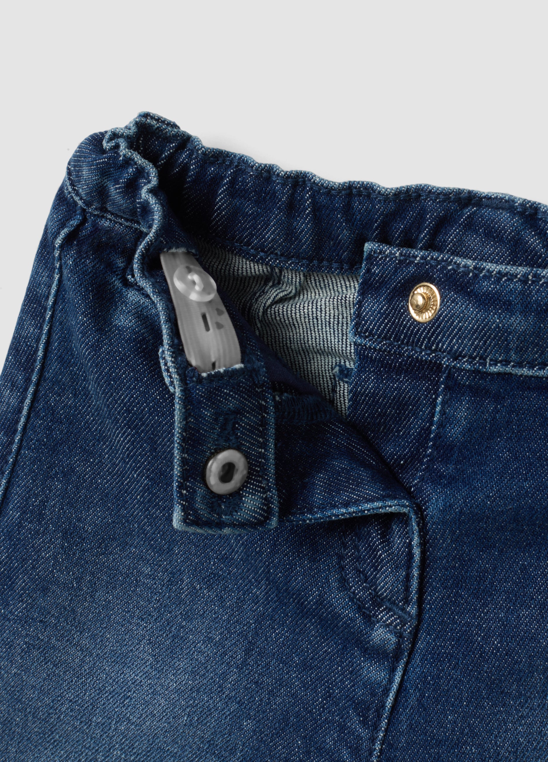 OVS Blue Flared Stretch-Cotton Jeans With Teddy Bear Button For Baby Girl