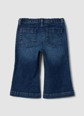 OVS Blue Flared Stretch-Cotton Jeans With Teddy Bear Button For Baby Girl