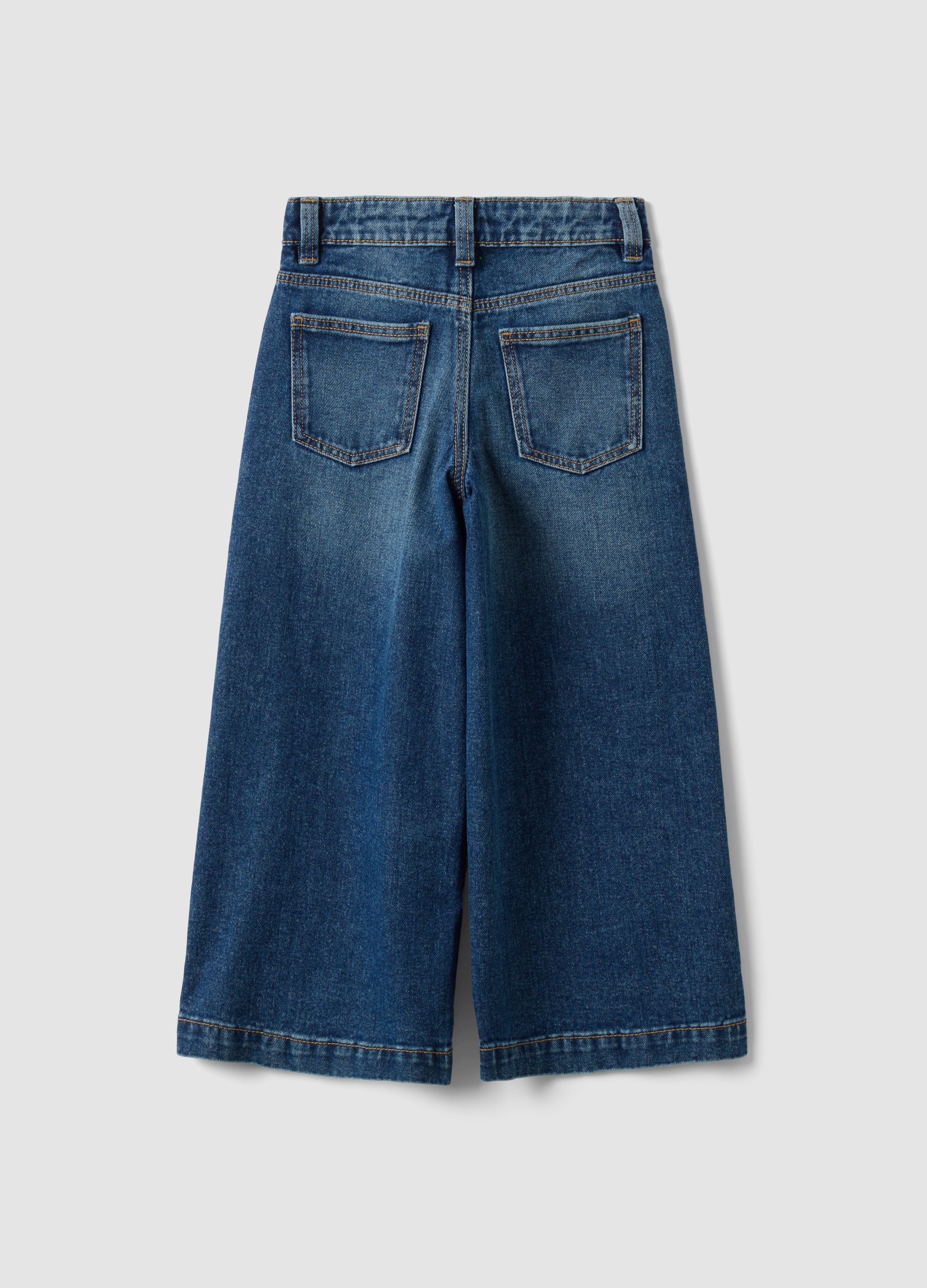 OVS Blue Wide-Leg Pure Cotton Jeans With Patches For Girls