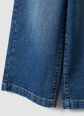 OVS Blue Wide-Leg Pure Cotton Jeans With Patches For Girls