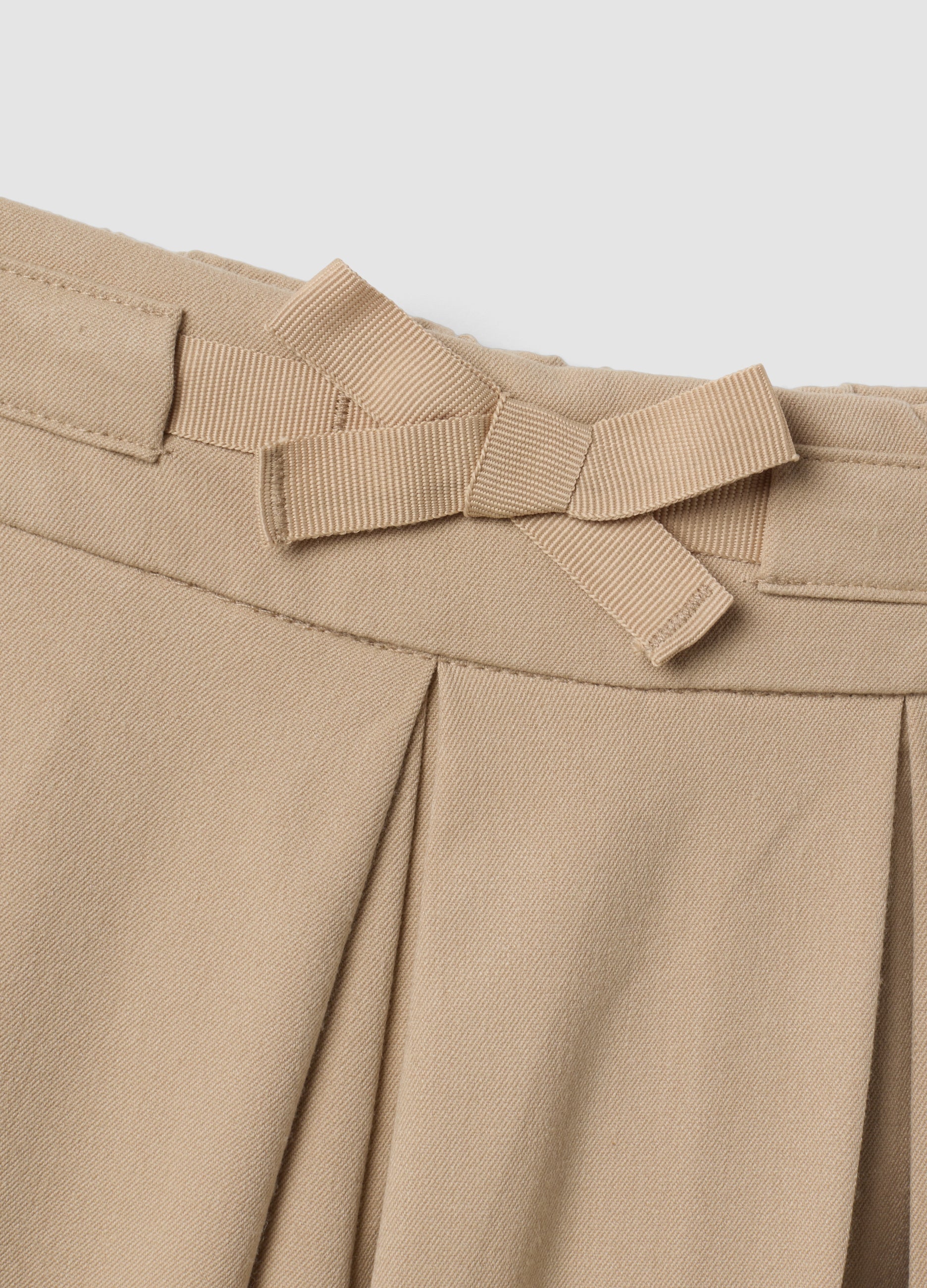 OVS Beige Wide-Leg Stretch Viscose Trousers With Bow For Baby Girl