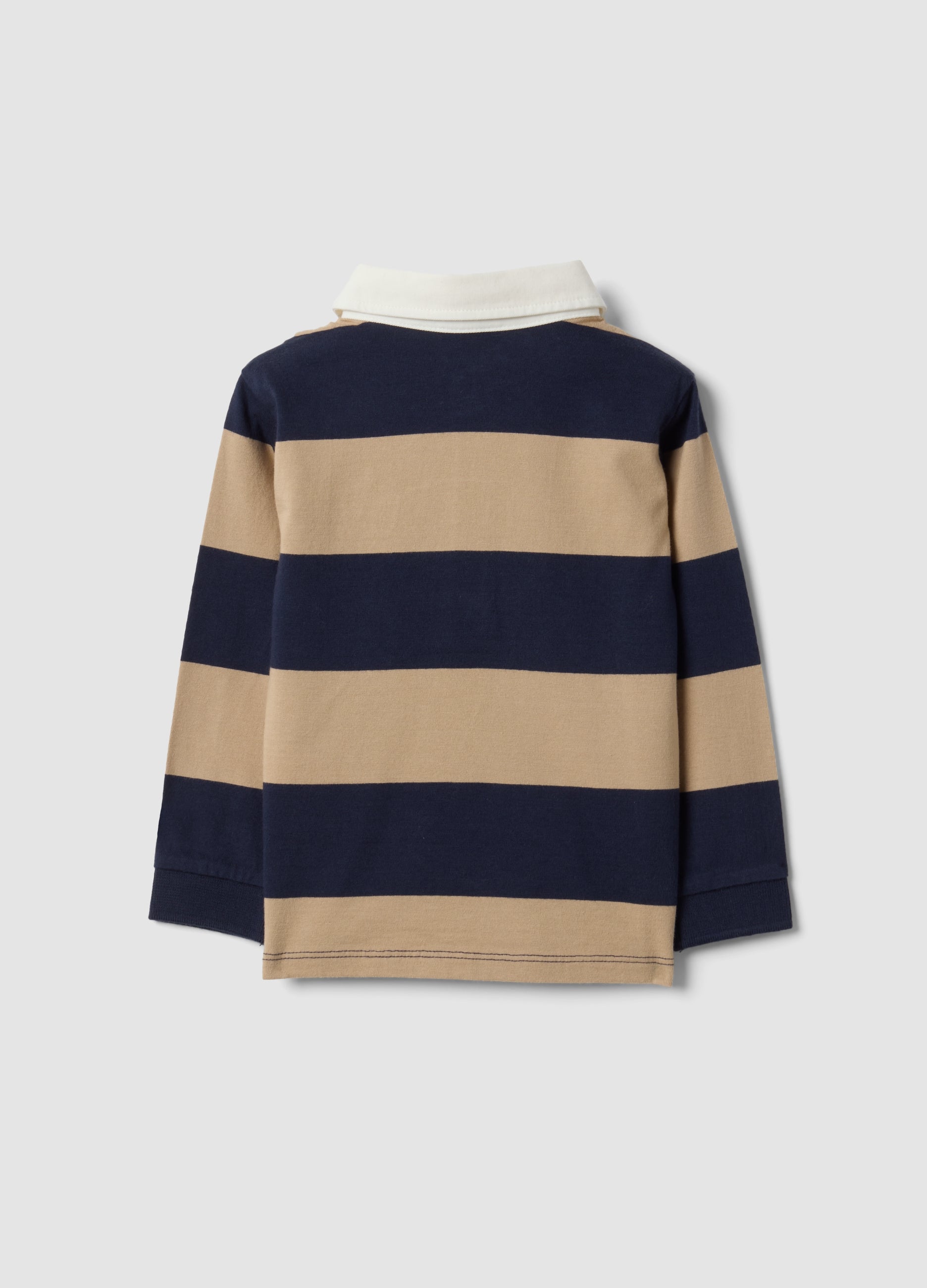 OVS Blue Striped Polo Shirt In Pure Organic Cotton For Baby Boy