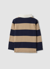 OVS Blue Striped Polo Shirt In Pure Organic Cotton For Baby Boy