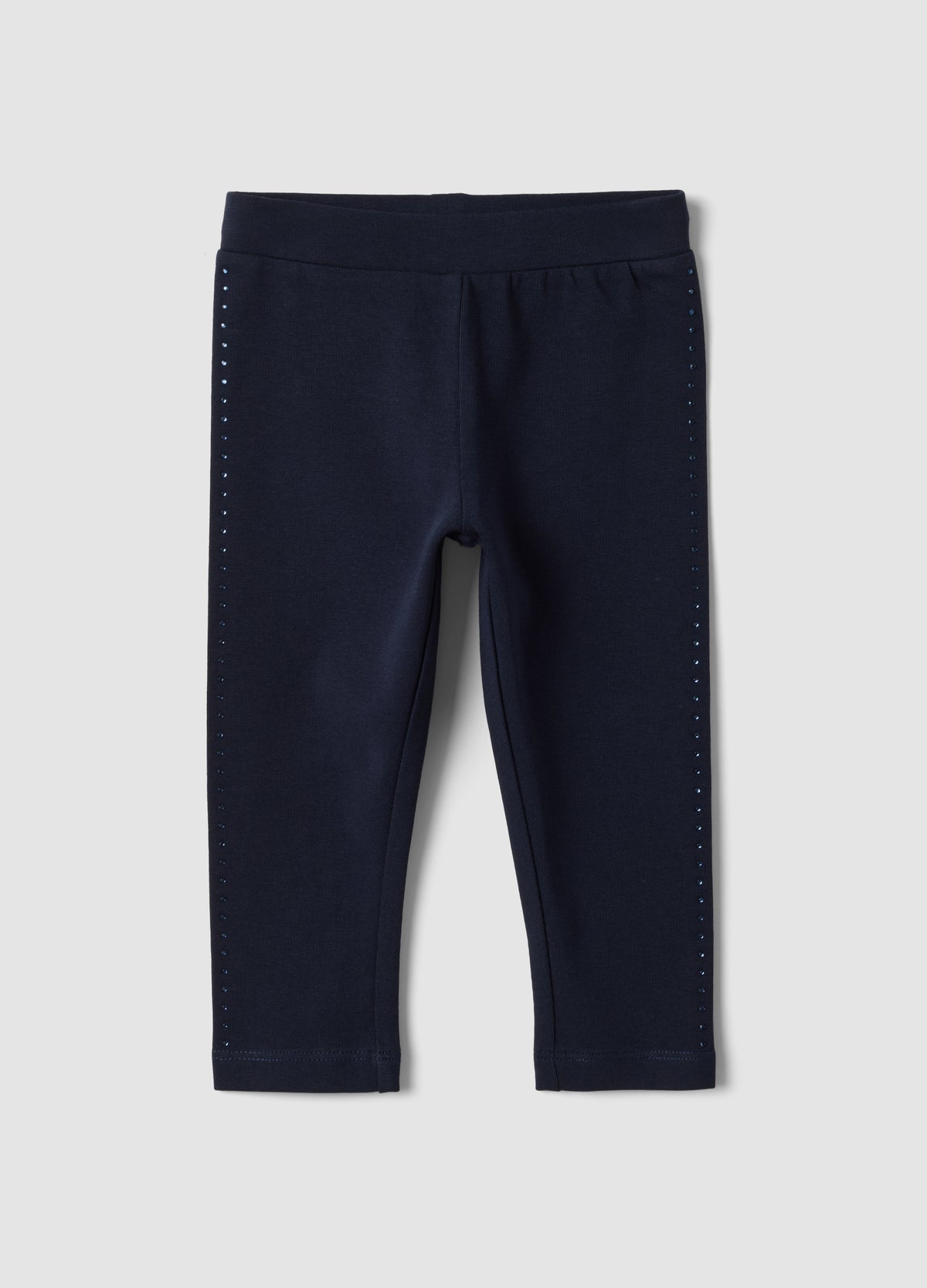 OVS Blue Stretch Organic Cotton Leggings With Rhinestones For Baby Girl