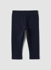 OVS Blue Stretch Organic Cotton Leggings With Rhinestones For Baby Girl