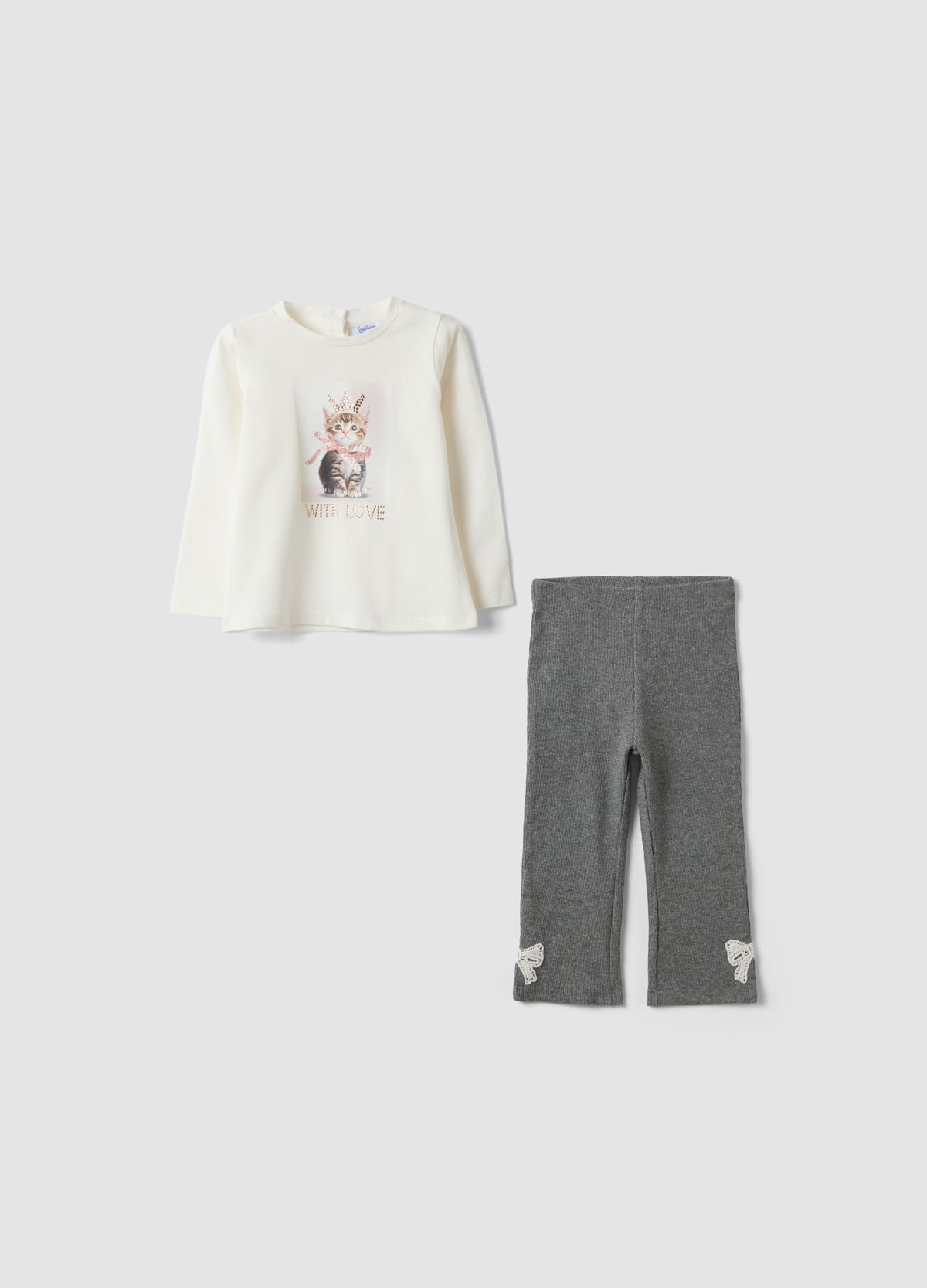 OVS Grey And White Stretch Cotton And Viscose Set For Baby Girl
