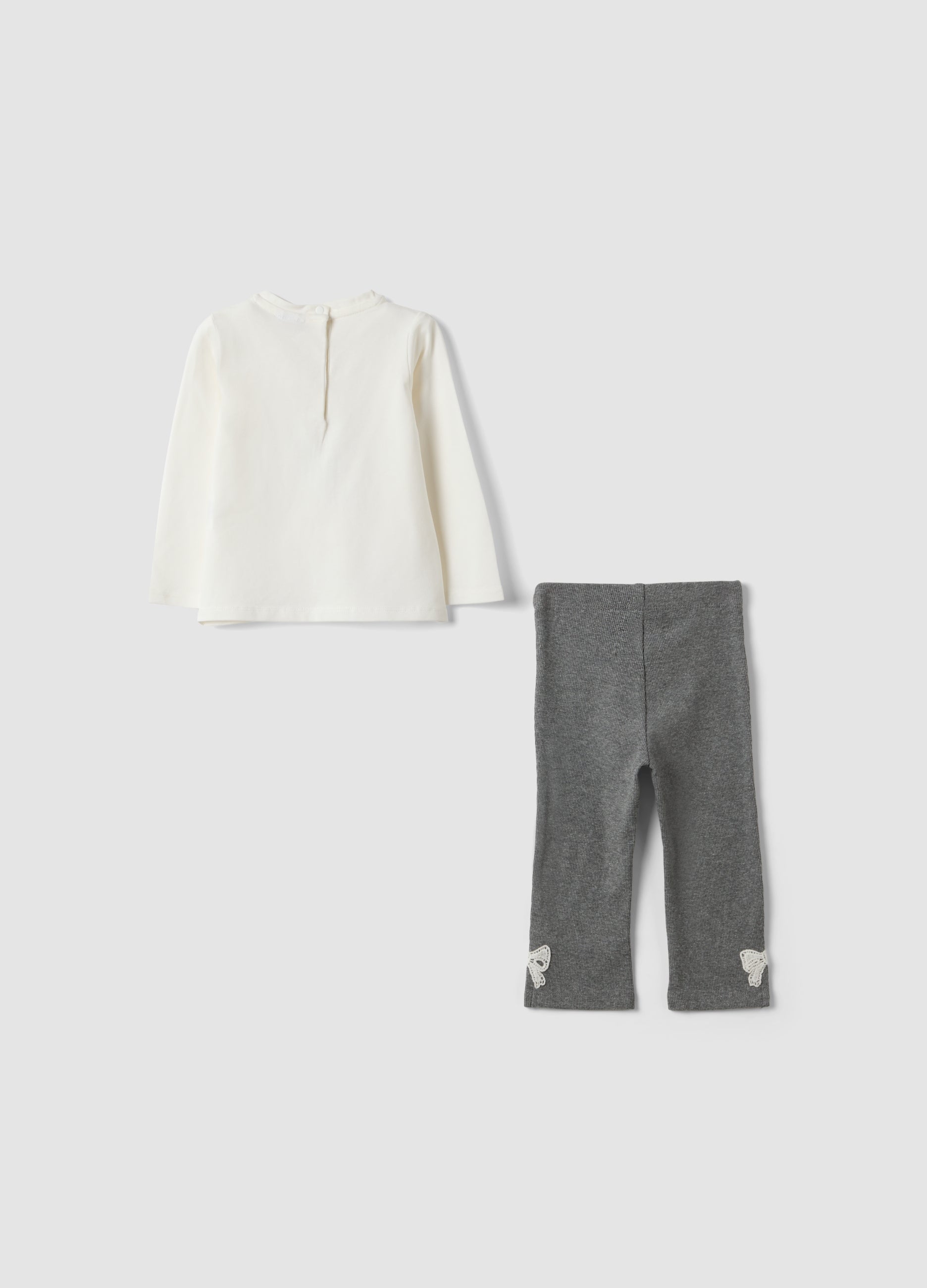 OVS Grey And White Stretch Cotton And Viscose Set For Baby Girl