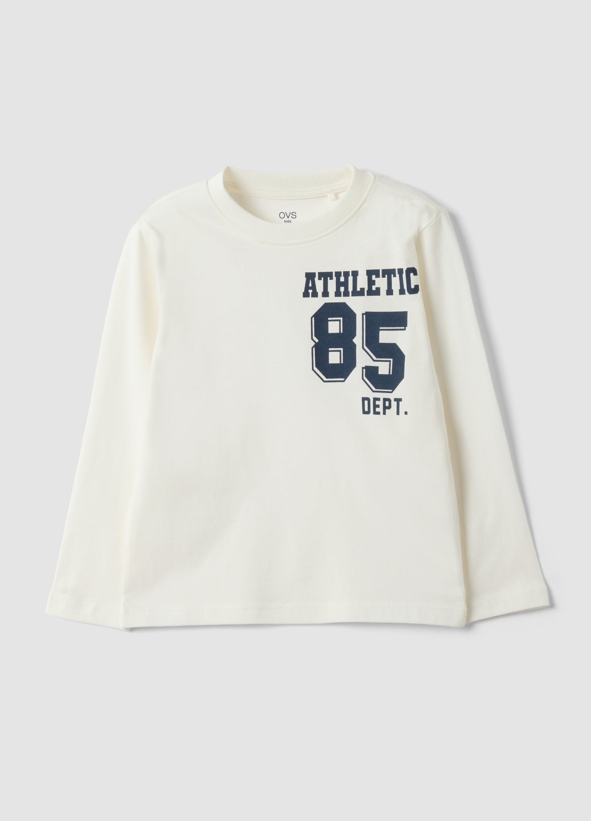 OVS White Organic Cotton T-Shirt With College Print For Boys