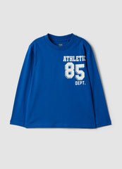 OVS Blue Organic Cotton T-Shirt With Varsity Print For Boys