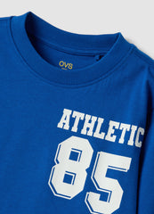 OVS Blue Organic Cotton T-Shirt With Varsity Print For Boys