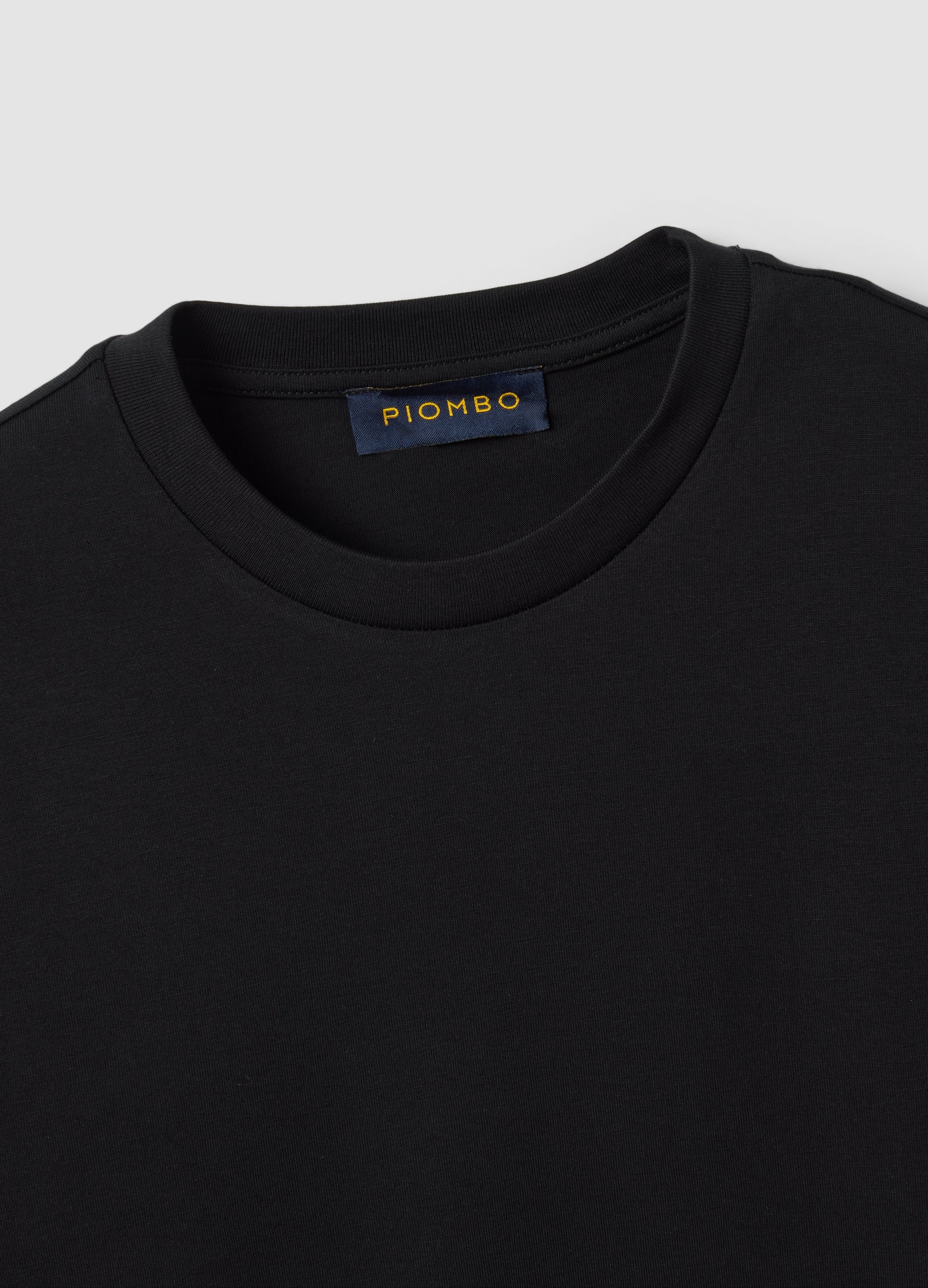 OVS Black Crew-Neck Pure Cotton T-Shirt, Regular Fit