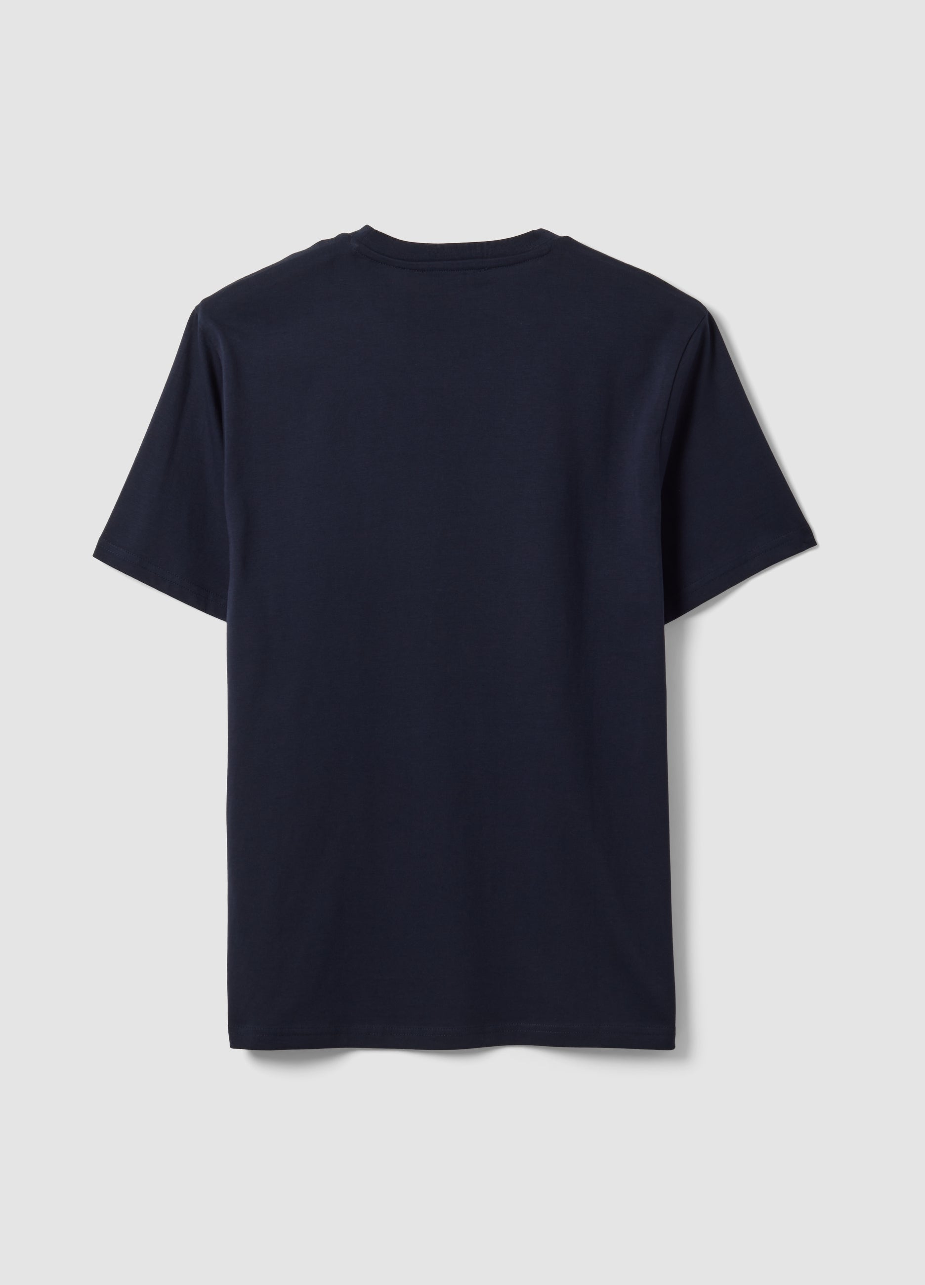 OVS Blue Pure Cotton Crew-Neck T-Shirt, Regular Fit
