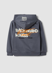 OVS Grey Cotton-Blend Hooded Sweatshirt, Regular Fit, For Boys
