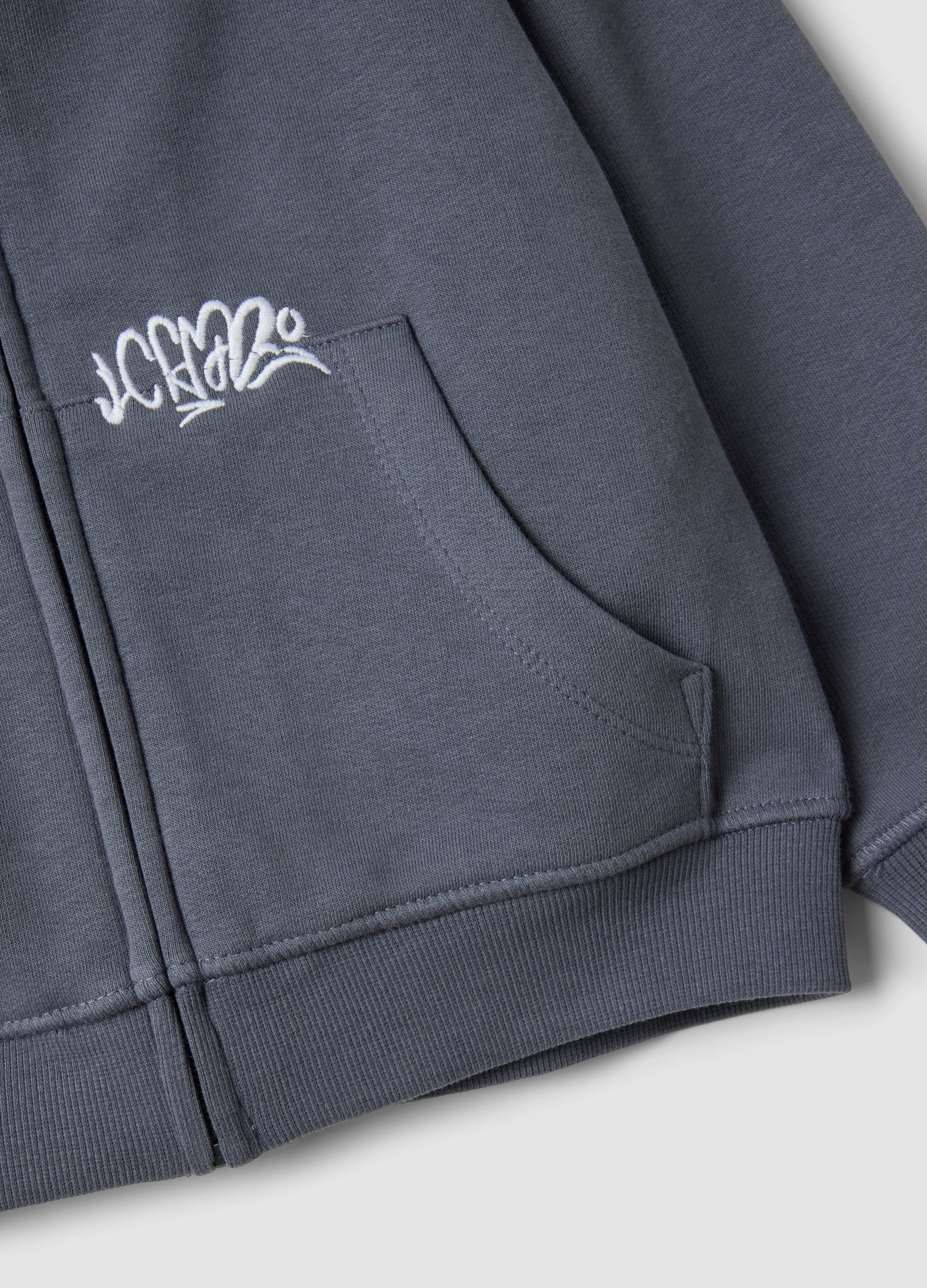 OVS Grey Cotton-Blend Hooded Sweatshirt, Regular Fit, For Boys