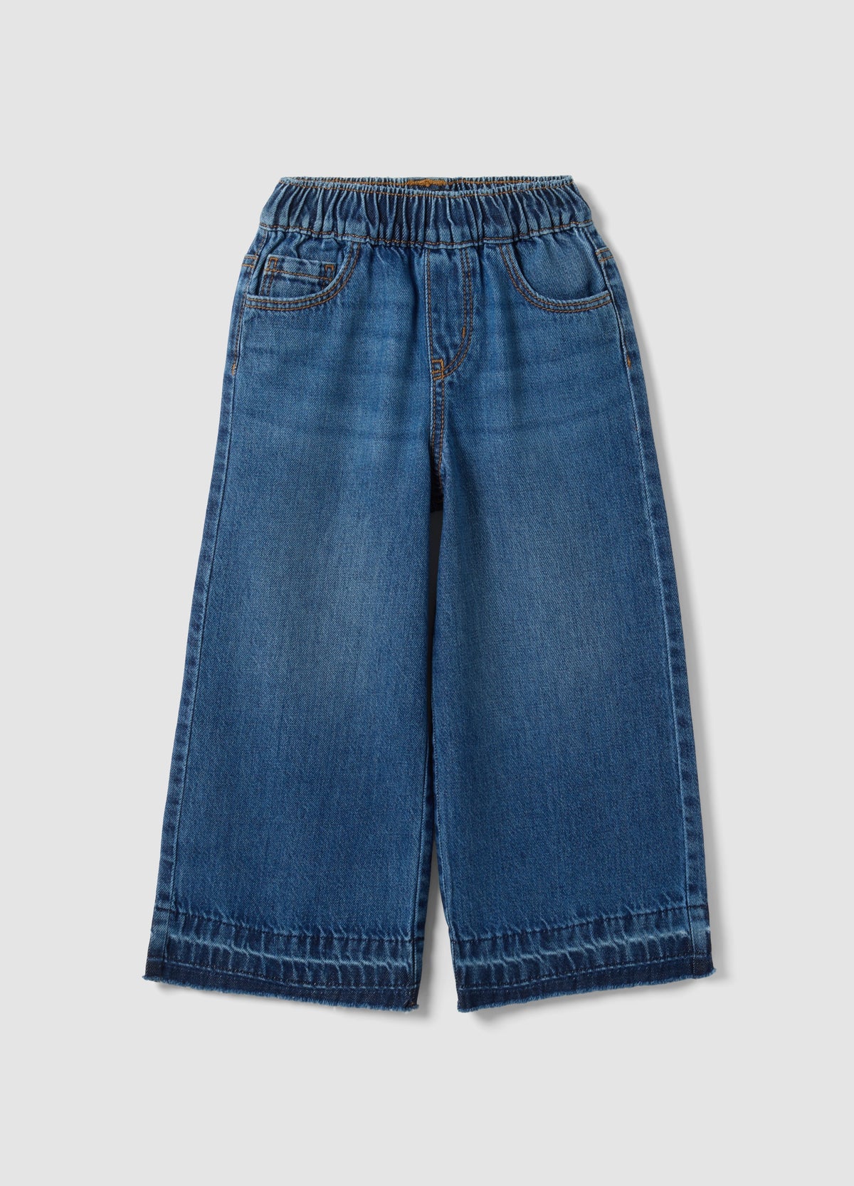 OVS Girls’ Blue Wide-Leg Pure Cotton Jeans With Elasticated Waist