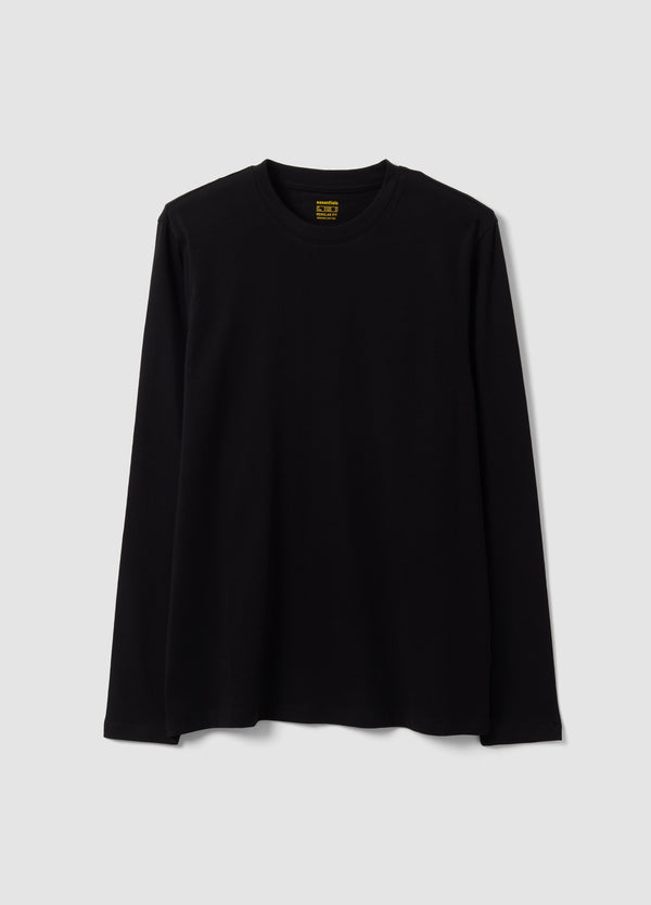 OVS Black Long-Sleeve T-Shirt In 100% Organic Cotton With Crew Neck