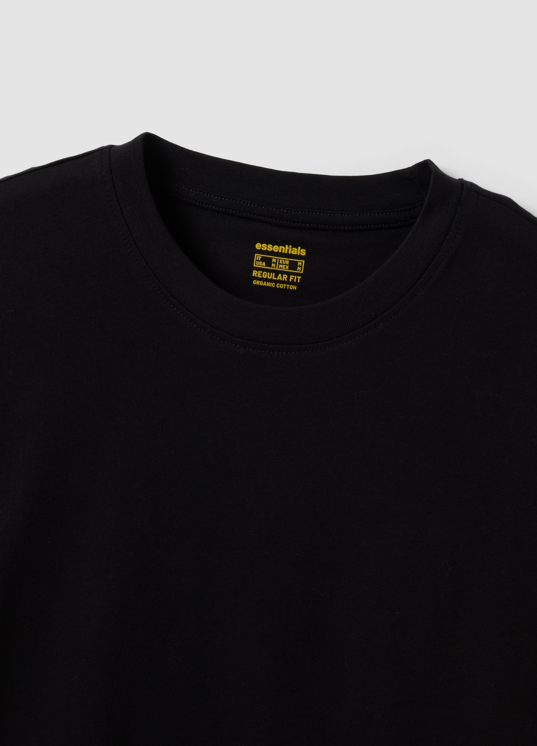 OVS Black Long-Sleeve T-Shirt In 100% Organic Cotton With Crew Neck