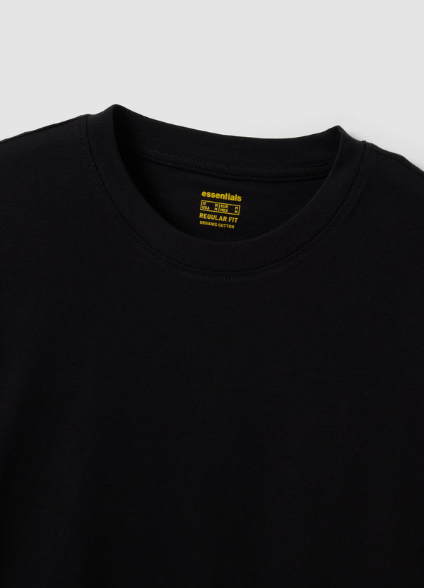 OVS Black Long-Sleeve T-Shirt In 100% Organic Cotton With Crew Neck