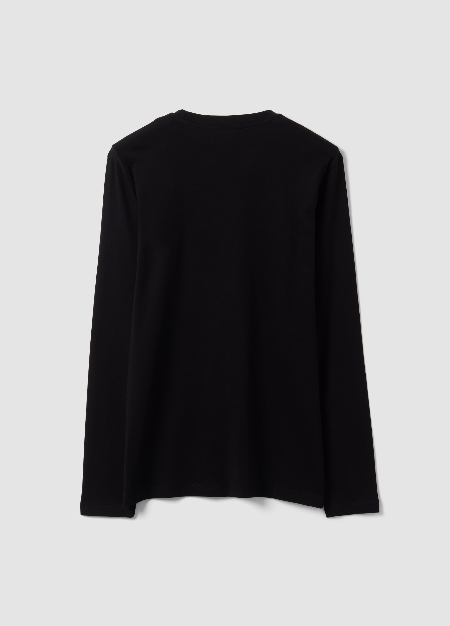 OVS Black Long-Sleeve T-Shirt In 100% Organic Cotton With Crew Neck