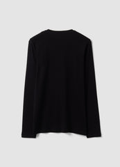 OVS Black Long-Sleeve T-Shirt In 100% Organic Cotton With Crew Neck