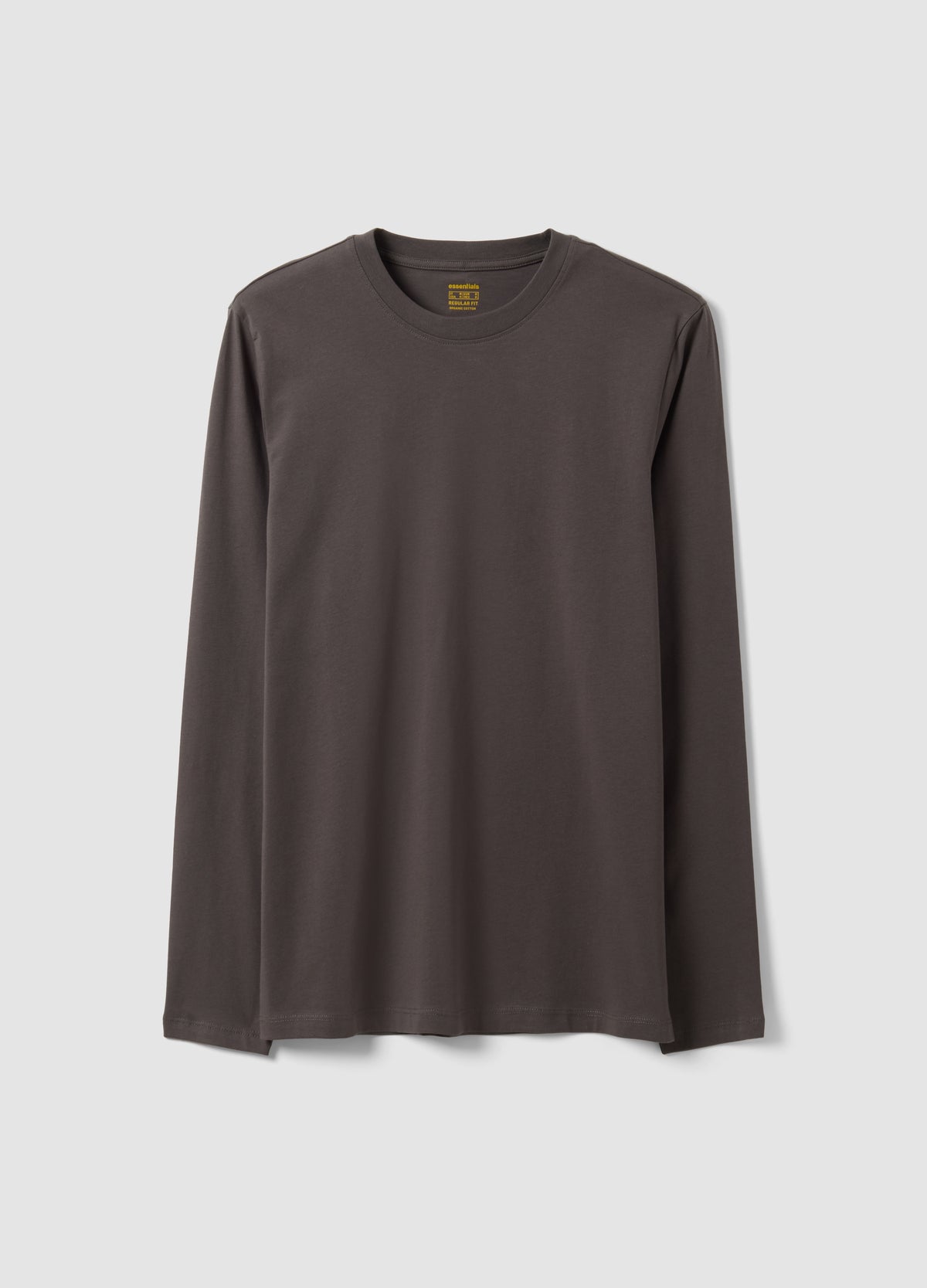 OVS Grey Long-Sleeve Crew-Neck T-Shirt In 100% Organic Cotton