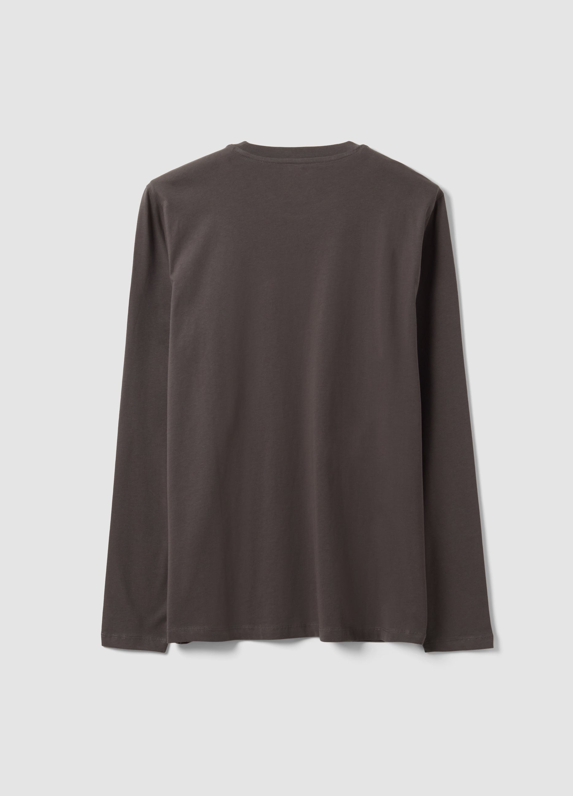 OVS Grey Long-Sleeve Crew-Neck T-Shirt In 100% Organic Cotton