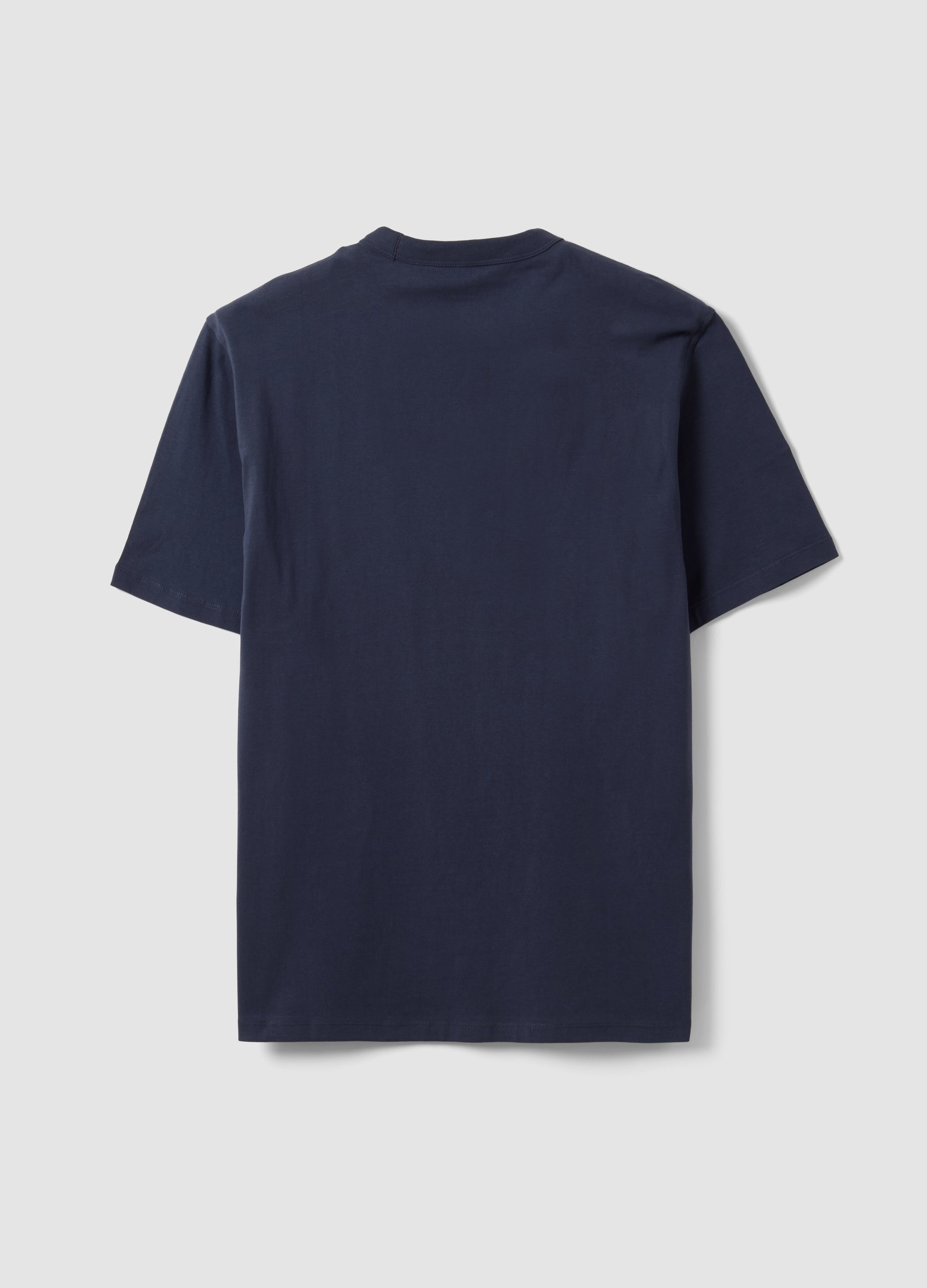 OVS Blue Pure Cotton Crew-Neck T-Shirt, Relaxed Fit