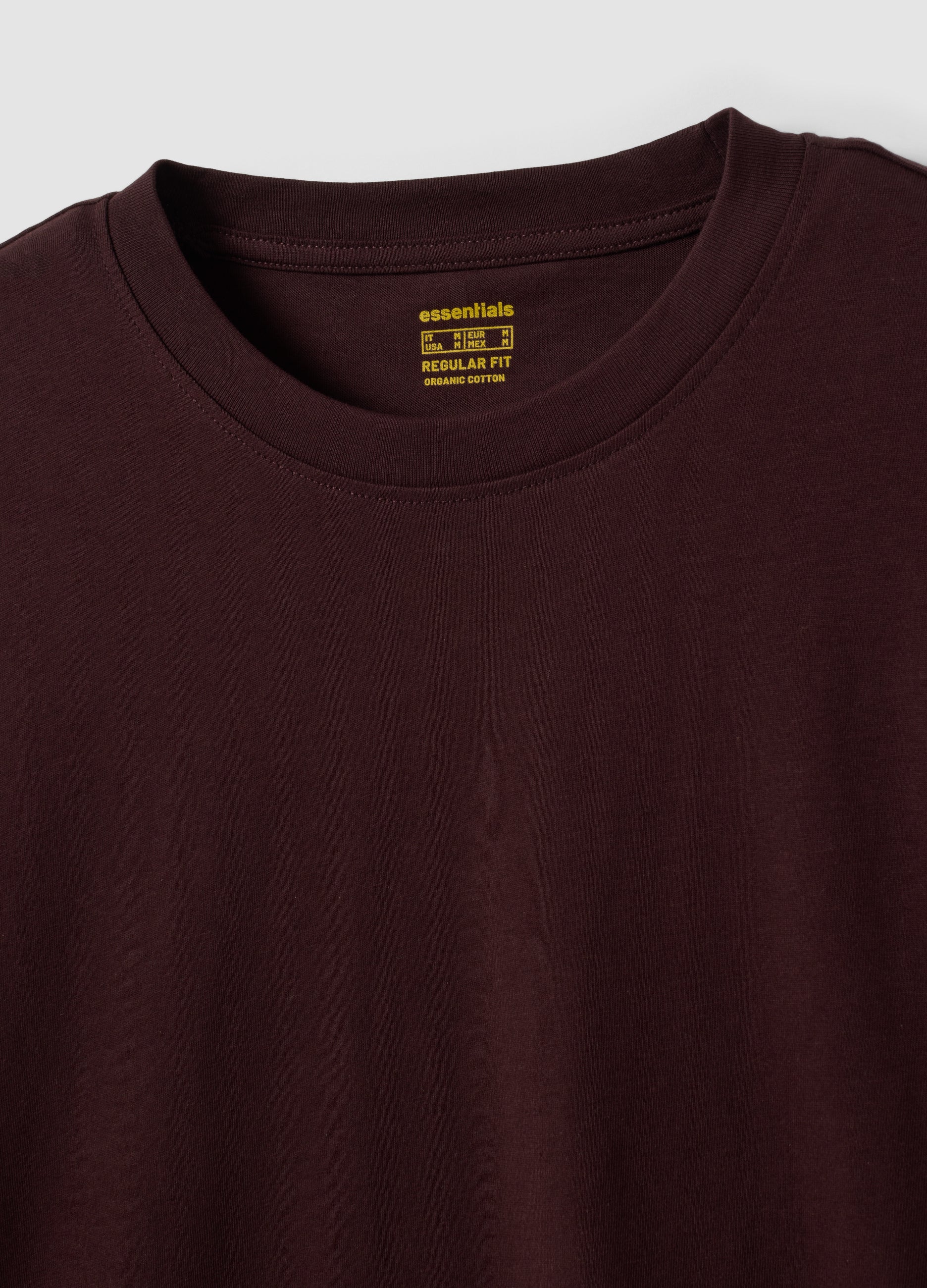 OVS Brown Long-Sleeved Pure Organic Cotton Crew-Neck T-Shirt