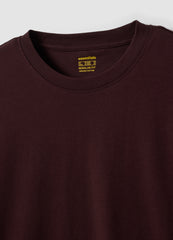 OVS Brown Long-Sleeved Pure Organic Cotton Crew-Neck T-Shirt
