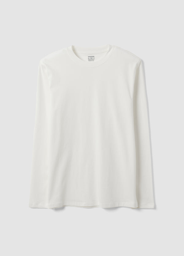 OVS White Long-Sleeved Crew-Neck T-Shirt In Pure Organic Cotton