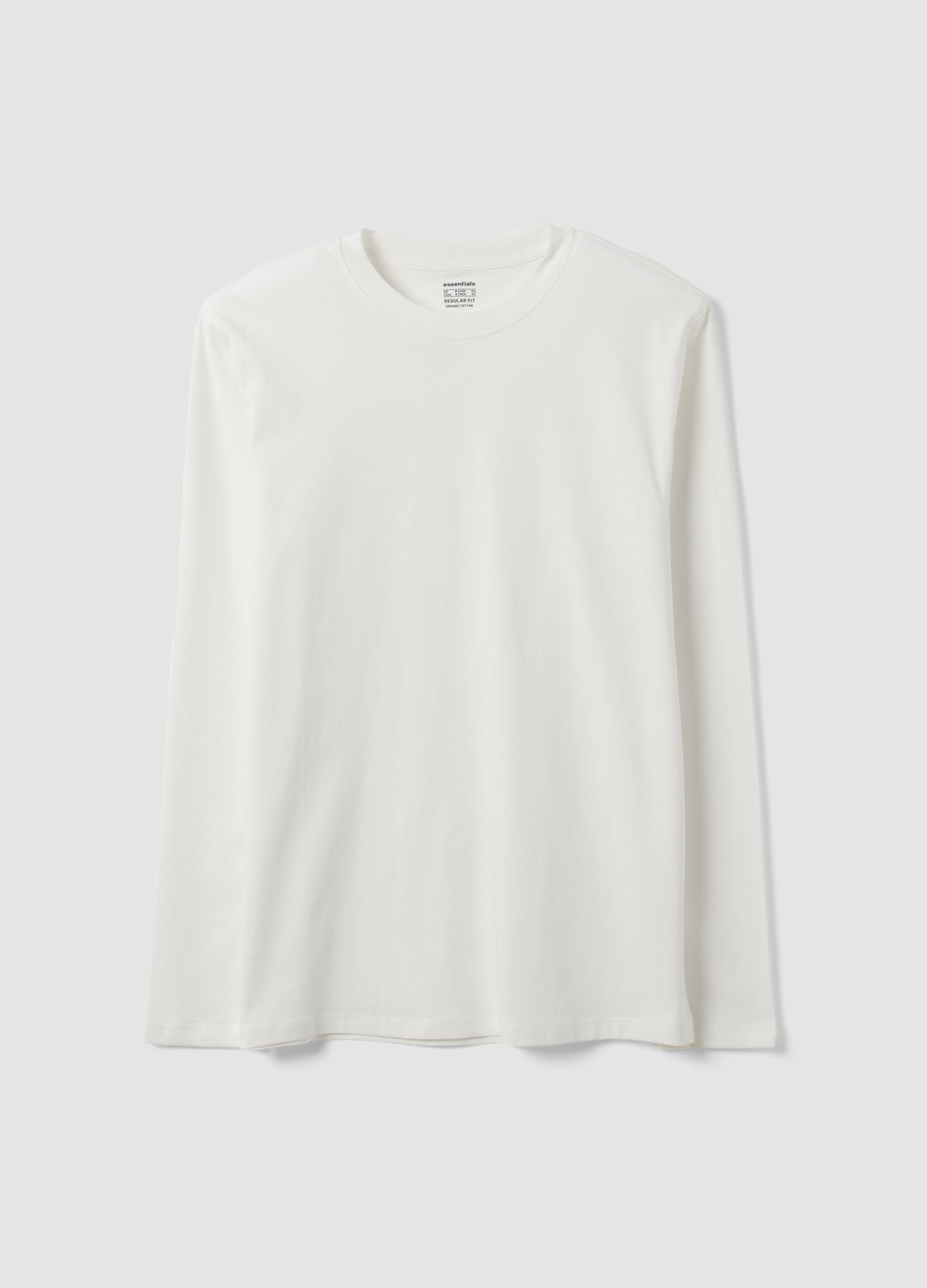 OVS White Long-Sleeved Crew-Neck T-Shirt In Pure Organic Cotton
