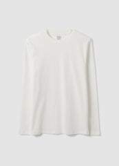 OVS White Long-Sleeved Crew-Neck T-Shirt In Pure Organic Cotton
