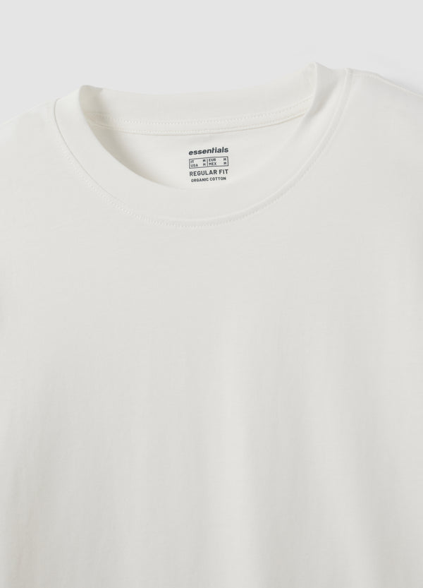 OVS White Long-Sleeved Crew-Neck T-Shirt In Pure Organic Cotton