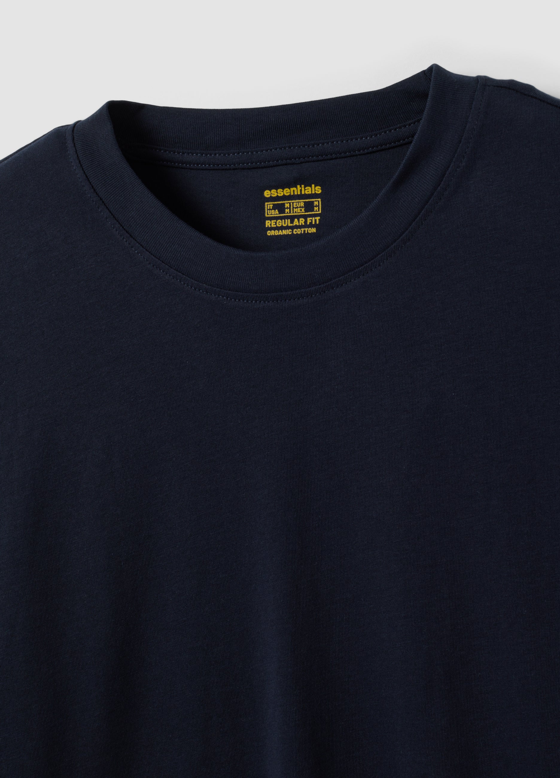 OVS Blue Long-Sleeve Crew-Neck T-Shirt In Pure Organic Cotton