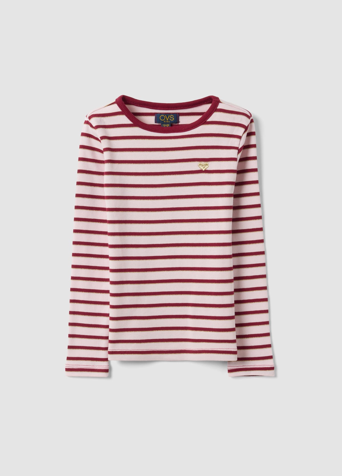 OVS Girls’ Multicolour Striped Stretch-Cotton T-Shirt With Embroidery