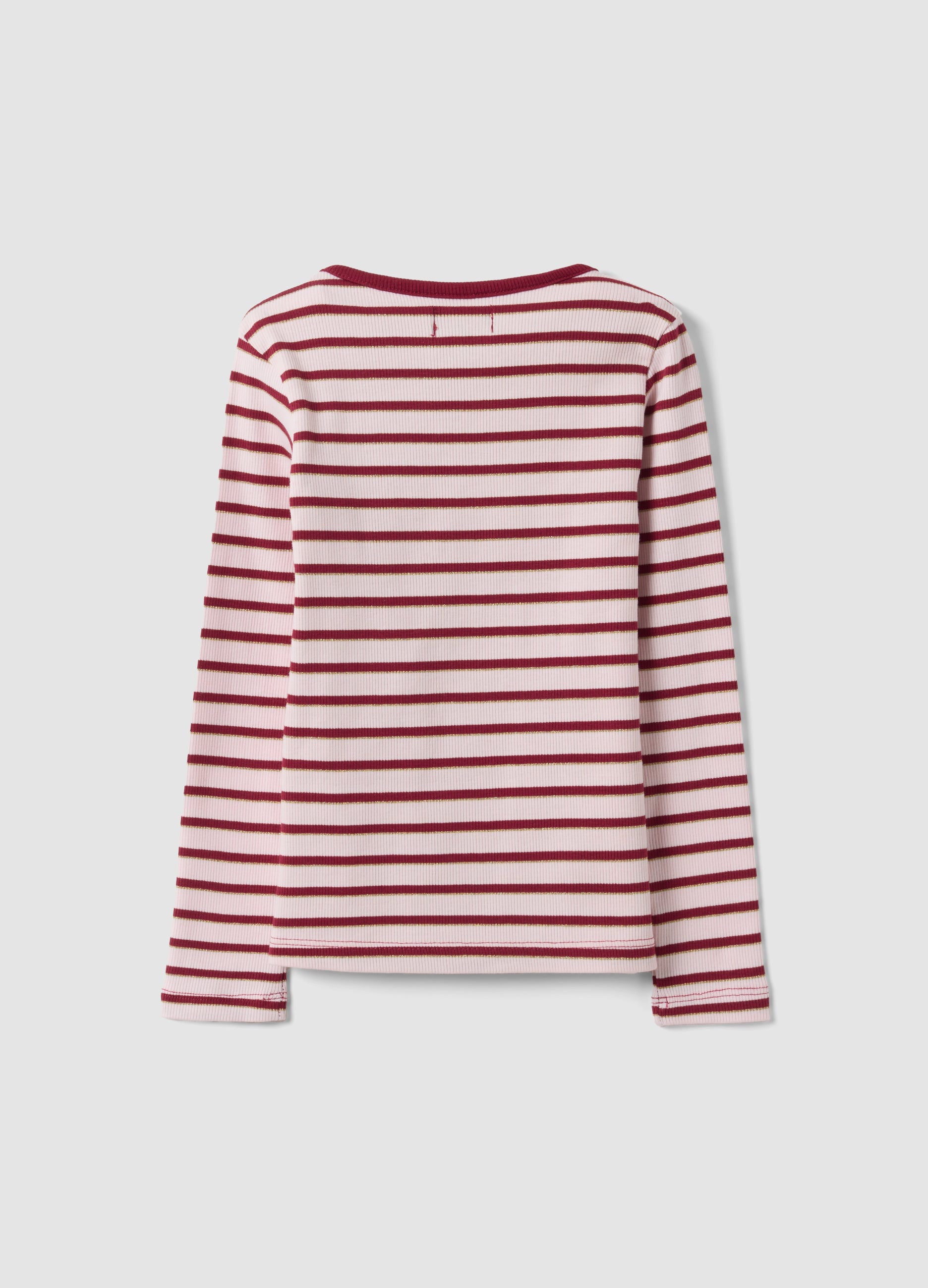 OVS Girls’ Multicolour Striped Stretch-Cotton T-Shirt With Embroidery