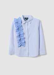 OVS Blue Striped Girls’ Shirt With Ruffle Detail And Classic Collar