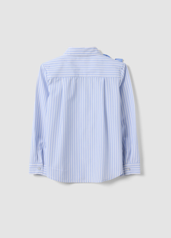 OVS Blue Striped Girls’ Shirt With Ruffle Detail And Classic Collar