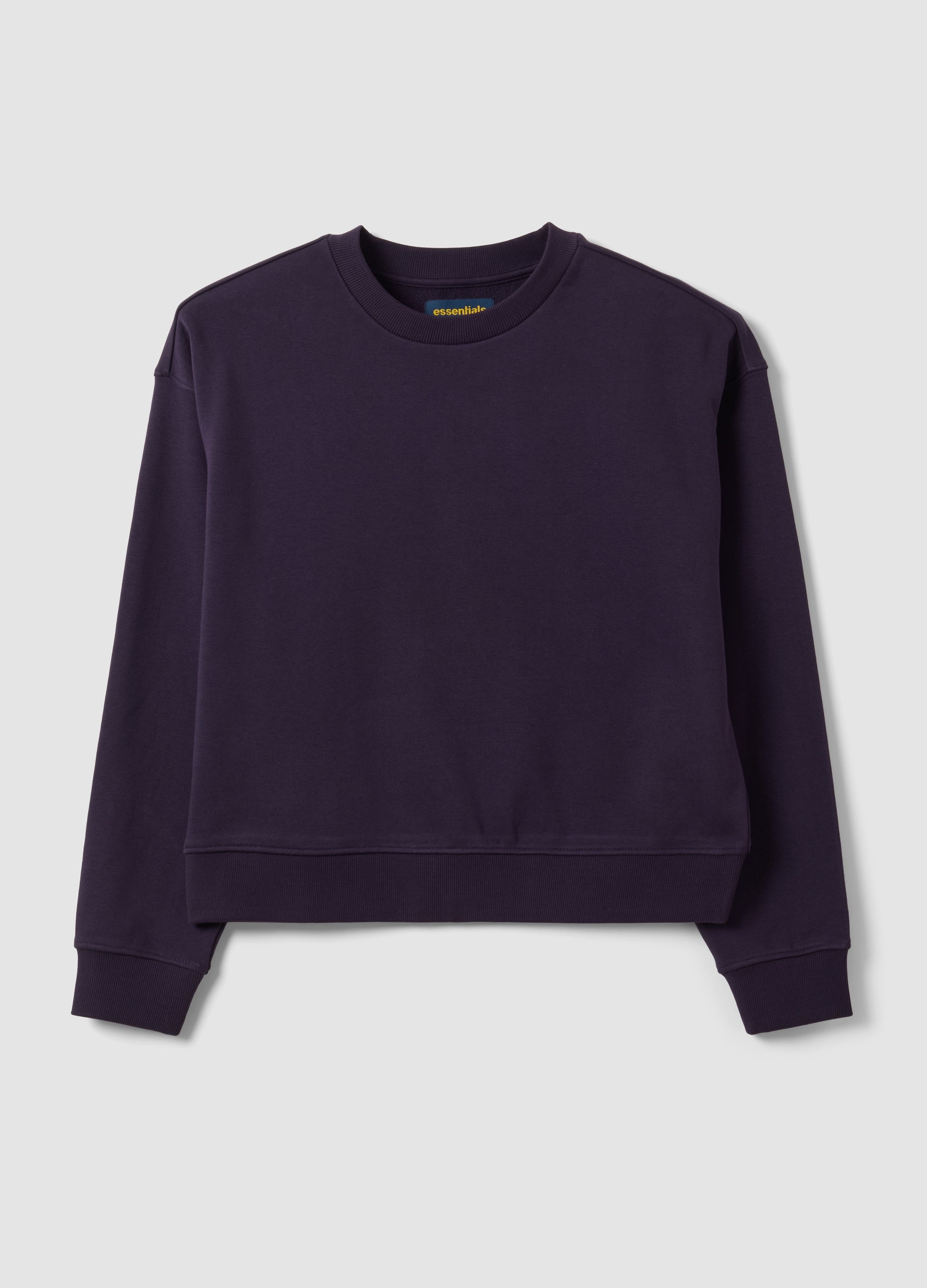 OVS Purple Cotton-Blend Crew-Neck Sweatshirt, Regular Fit