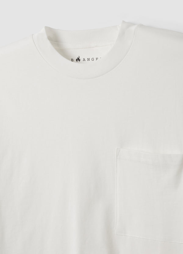 OVS White Pure Cotton Crew-Neck T-Shirt With Chest Pocket, Boxy Fit