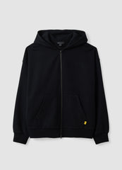 OVS Black Cropped Pure Cotton Hoodie With Oversized Fit