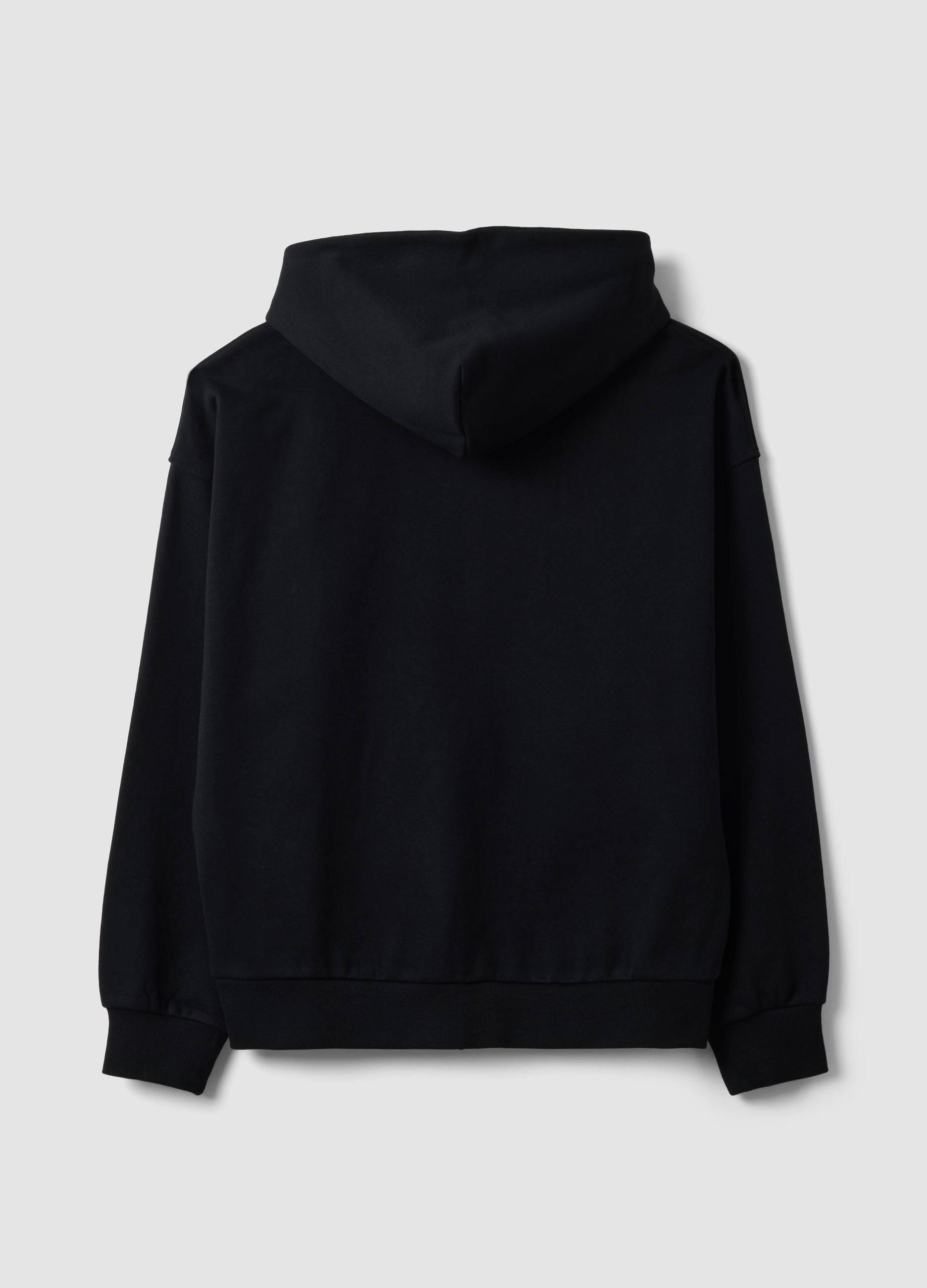 OVS Black Cropped Pure Cotton Hoodie With Oversized Fit