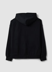 OVS Black Cropped Pure Cotton Hoodie With Oversized Fit
