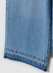 OVS Light Blue Wide-Leg 100% Cotton Jeans With Elasticated Waistband For Girls
