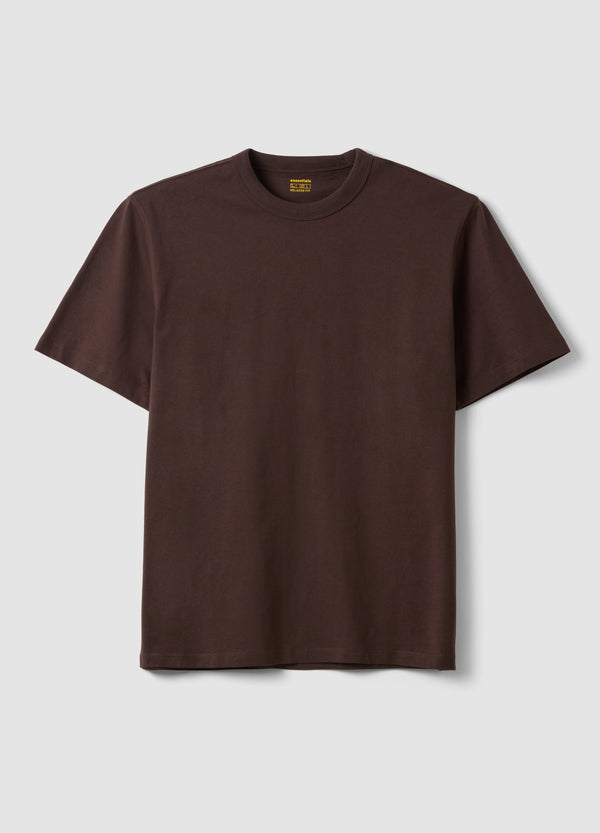 OVS Brown Pure Cotton Crew-Neck T-Shirt, Relaxed Fit