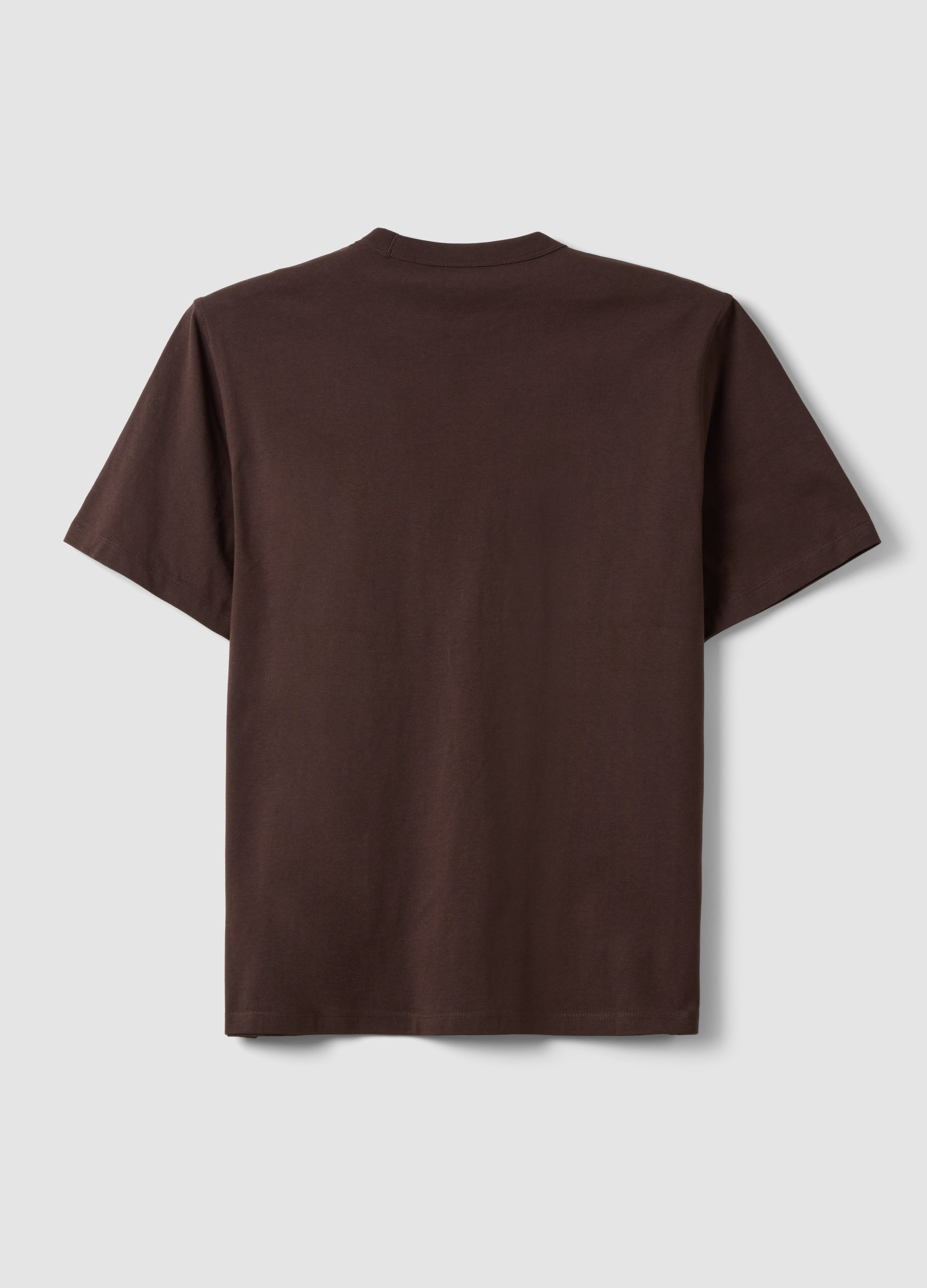 OVS Brown Pure Cotton Crew-Neck T-Shirt, Relaxed Fit
