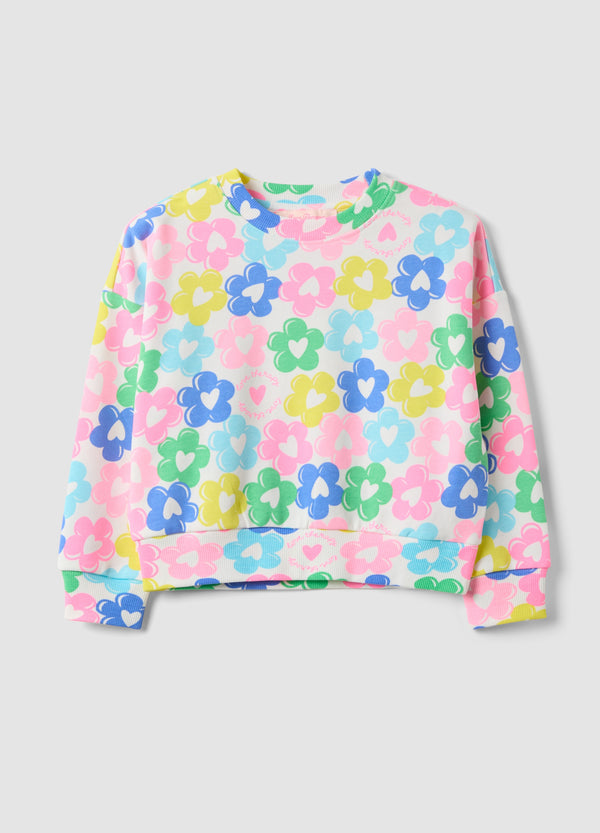 OVS Multicolour Cotton-Blend Crew-Neck Sweatshirt With Floral Print