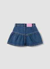 OVS Blue Pure Cotton Denim Skirt With Floral Embroidery For Girls